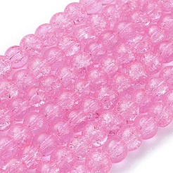 8mm pinkfarbene runde knisternde Glasperlenstränge für die Schmuckherstellung&nbsp;X-CCG-Q001-8mm-02