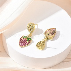 Boucles d'oreilles pendantes en laiton avec micro pavé de zircons cubiques pour femmes&nbsp;EJEW-A167-03B-G