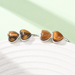 Valentinstag Herzförmige Ohrstecker mit natürlichem Tigerauge&nbsp;EJEW-T053-01P-11
