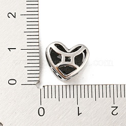 316サージカルステンレススチール中空ビーズ  十二星座の心  双子座  双子座  10x12x6.5mm  穴：4mm&nbsp;STAS-Q304-01G-AS