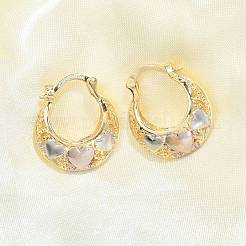 Двухцветные серьги-кольца из латуни&nbsp;LS-EJEW-B117-05