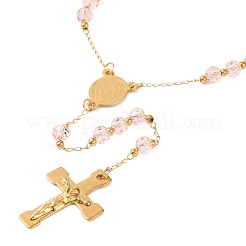 Ионное покрытие(ip) распятие крест 304 нержавеющая сталь четки бусины ожерелья NJEW-M075-03G-02