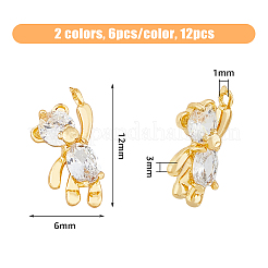 12шт 2 цвета латунные микро проложить кубический цирконий шармы KK-HY0003-13