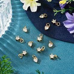 12 pièce 2 styles de breloques en laiton micro pavées en zircone cubique&nbsp;KK-TA0008-70A