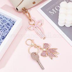 2 шт. 2 стиля бант сплав эмаль и пластик имитация жемчуга подвеска украшение&nbsp;HJEW-PH0001-94