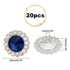 1穴亜鉛合金ラインストーンシャンクボタン  服飾材料  花  モンタナ州  20x10mm  穴：1mm  20個/箱&nbsp;DIY-GA0003-59A