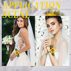 Наручные корсажи из ткани с имитацией подсолнуха AJEW-WH0240-14