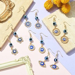 Серьги с подвесками из смолы от сглаза со стразами EJEW-JE05361