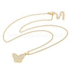 Ожерелья с подвесками из латуни с прозрачным фианитом и прозрачным фианитом NJEW-M088-03G-02