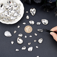 6 Stil Strass-Cabochons aus Glas mit spitzem Rücken&nbsp;RGLA-FG0001-20