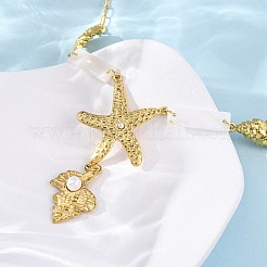 Ожерелья с подвесками из нержавеющей стали 304 в виде морской звезды NJEW-L465-01G