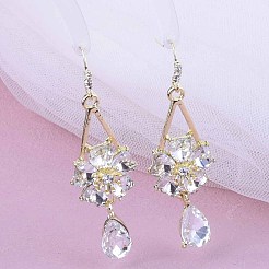 Серьги-подвески из цинкового сплава с кристаллами и стразами FS-WGC114E-01