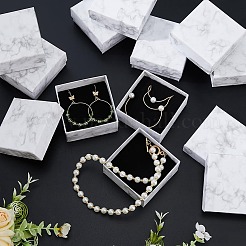 25 шт. квадратная подарочная коробка для ювелирных изделий из мраморной бумаги CON-FI0001-01