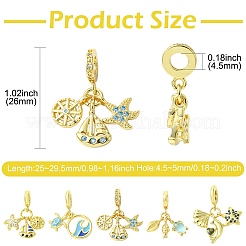 5 шт. 5 стиля латунные европейские подвески с кубическим цирконием&nbsp;KK-CJ0004-01