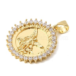 Латунные микропаве прозрачные подвески с фианитом&nbsp;KK-Z150-22G-06