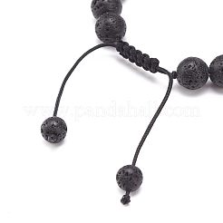 Bracelet en perles rondes tressées en aventurine bleue naturelle & pierre de lave & hématite synthétique&nbsp;BJEW-JB08387-07