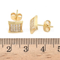 Серьги-гвоздики из латуни с микропаве и прозрачным кубическим цирконием&nbsp;EJEW-Z144-09G