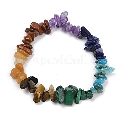 Браслеты из натуральных смешанных драгоценных камней чакра для женщин BJEW-JB11633-01