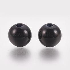 ABSプラスチックパール調ビーズ  ラウンド  ブラック  14mm  穴：2.3mm  約340個/500g&nbsp;KY-G009-14mm-01