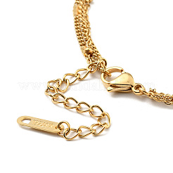 イオンプレーティング(IP) 304 ステンレス 3層ネックレス  famale & word france 女性用ペンダントネックレス  ゴールドカラー  16.34インチ（41.5cm）&nbsp;NJEW-P229-09G