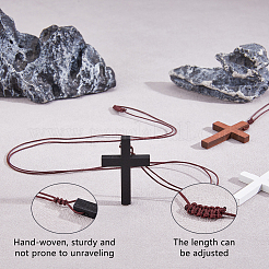 30 collier pendentif croix en bois pour femme&nbsp;NJEW-DC00012