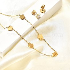 Комплект из ожерелий и серег-гвоздиков из нержавеющей стали 304 в виде цветка для женщин SJEW-C007-05G