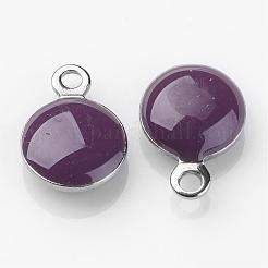 ステンレススチールエナメルチャーム  エポチャーム  フラットラウンド  ミックスカラー  11x8x3mm  穴：1mm&nbsp;STAS-P049