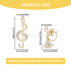 20 шт. 4 подвески из сплава со стразами в стиле стойки&nbsp;ALRI-FH0001-15