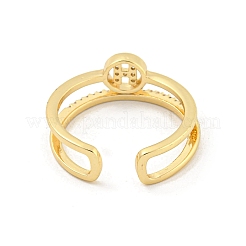 Кольцо с узором в виде буквы H из латуни микро паве с прозрачным фианитом кольца на открытой манжете RJEW-G309-21G