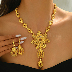 Экстравагантный комплект из сплава с подвеской в виде цветка и серег-подвесок для женщин на свадьбу AA6460