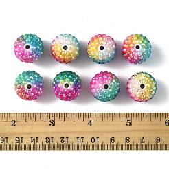 20 шт. радужные бусины из АБ-смолы со стразами OACR-FS0002-33