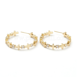 Серьги-гвоздики из латуни с микропаве и прозрачным кубическим цирконием&nbsp;ZIRC-M117-19G