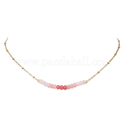 Collane con catena satellitare in acciaio inossidabile 304 con perline sfaccettate in giada malese naturale tinta&nbsp;NJEW-JN05783-01
