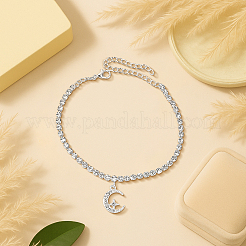 4 шт. 2 цвета латунь и железо кристалл горный хрусталь звезда луна подвеска браслеты для женщин&nbsp;AJEW-HY0002-60