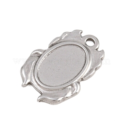 304ステンレススチールペンダントカボションセッティング  ステンレス鋼色  オーバル  20x14x2mm  穴：1.8mm&nbsp;STAS-D264-08C-P