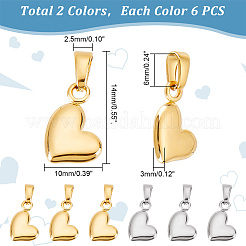 12 шт. 2-х цветные подвески из нержавеющей стали 304&nbsp;STAS-GO0001-05