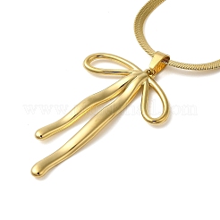 Ожерелья с подвеской-бантом из плоской змейки из нержавеющей стали 304 для женщин&nbsp;NJEW-K383-01G