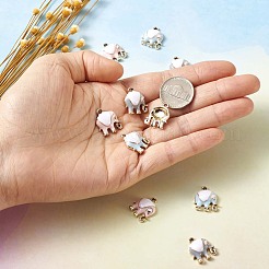 合金エナメルチャーム  ライトゴールド  象  ミックスカラー  17x14.5x5mm  穴：1.8mm  3色  10個/カラー  30個/箱&nbsp;ENAM-TA0001-12