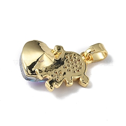 Настоящие 18-каратные позолоченные подвески из латуни с микропаве из прозрачного кубического циркония&nbsp;KK-C015-23G-14