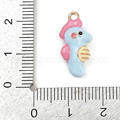 合金エナメル動物漫画ペンダント  ライトゴールド  タツノオトシゴ  19x10x6mm  穴：1.6mm&nbsp;PALLOY-R158-02LG-03