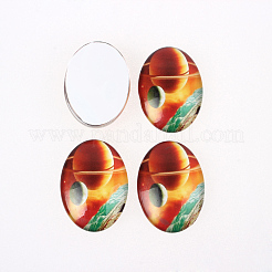 Sternenhimmel bedruckten Glas ovale Cabochons&nbsp;GGLA-N003-18x25-D