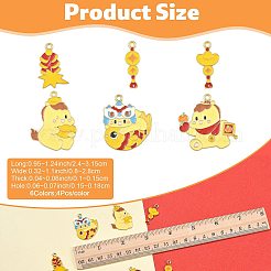 24個 6スタイル 新年用合金エナメルペンダント  ゴールドカラー  混合図形  24~31.5x8~28x1~1.5mm  穴：1.5~1.8mm  4個/スタイル&nbsp;ENAM-FS0004-29