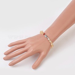 Браслеты стрейч с чипсами из натурального цитрина (окрашенные и нагретые)&nbsp;BJEW-JB03718-03