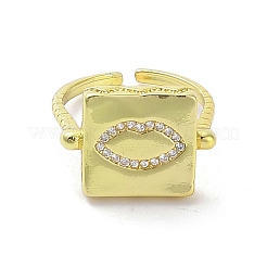 Латунные микро проложить манжеты кольца кубического циркония&nbsp;RJEW-M170-23G