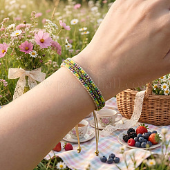 Verstellbare geflochtene Armbänder aus Glasperlen&nbsp;CW1056-1