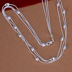 Popolari collane a catena a 3 filo in ottone placcato color argento&nbsp;NJEW-BB12850