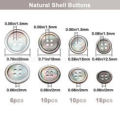 42 шт. 4 стиля 4-отверстия натуральные черные пуговицы-ракушки для губ&nbsp;SHEL-BBC0001-17
