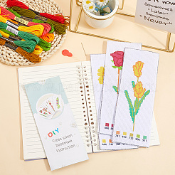 Наборы для вышивки закладок с цветочным узором своими руками DIY-SC0028-91