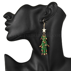 Серьги-подвески в виде елки из нержавеющей стали 304 EJEW-MZ00485