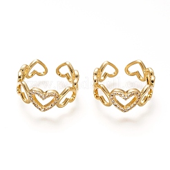 Латунные кольца из манжеты с прозрачным цирконием&nbsp;RJEW-P018-16G